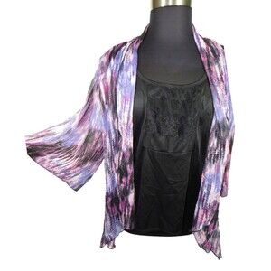Dress Barn Women's Purple Multi Tie Dye Striped Layered Look Blouse Plus 18-20